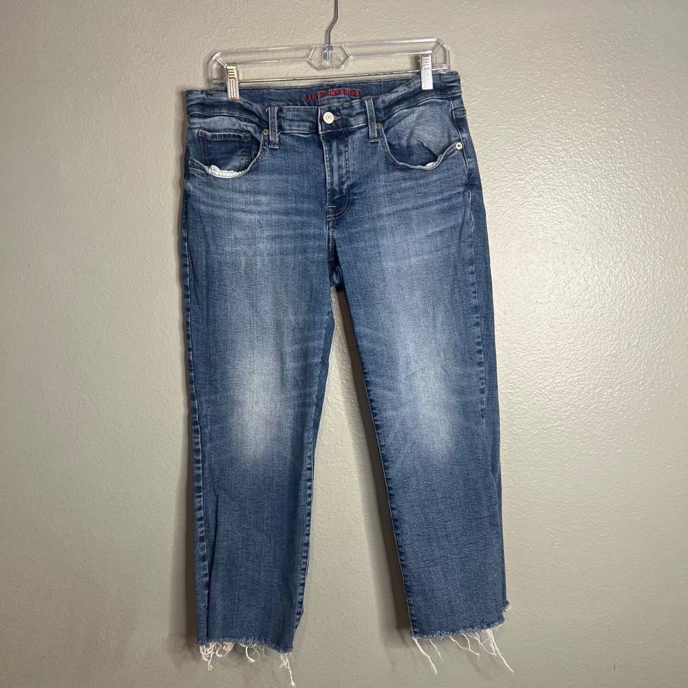 Lucky Brand Jeans Sweet Midrise Crop Jeans Sz 10 Raw Hem Stretch Boho Everyday